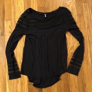 Free People Black Lace Top